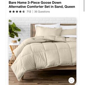 3 Piece All-Season Easy Care Comforter Set by Bare Home - Queen, Sand